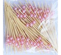 AILEXI Cocktail Sticks 100 Coups de bâtonnets en Bois Party Supplies Volante Finger Food Fruits Sandwich grignotage - Rose Perles Acryliques