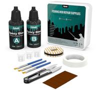 ailiaili Kit de réparation de canne à pêche - 40 ml de colle époxy A&B, fil d'emballage, ruban adhésif et autres accessoires - Design pour coller et maintenir la pointe de la canne, œillet de canne