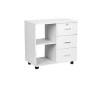AILIUXIAOYAN Table de Nuit Classeur Mobile Blanc à 3 tiroirs avec roulettes, tiroirs verrouillables et Support d'imprimante for Le Rangement du Bureau à Domicile