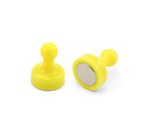 Aimant á Carrelage Jaune Haute Puissance pour Réfrigérateur, Bureau, Tableau Blanc, Tableau D'Affichage 19mm dia x 25mm de Haut - Pack de 10