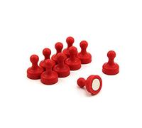 Aimant á Carrelage Rouge Haute Puissance pour Réfrigérateur, Bureau, Tableau Blanc, Tableau D'Affichage 19mm dia x 25mm de Haut - Pack de 10