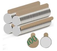 Aimant autocollant - PZCC - 100 pièces - 8x1 mm - Néodyme - Puissant - Surface lisse - Durable - Boîte de rangement