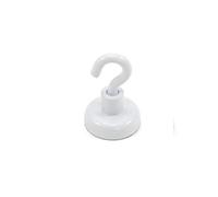 Aimant de Crochet Néodyme Peint Blanc Avec Crochet M4 Pour Réfrigérateur, Tableau Blanc, Tableau D'Affichage, Classement Ou Bureau - 20mm de diamètre x 30,5mm de Haut - Put de 16,5kg - Pack de 10