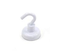 Aimant de Crochet Néodyme Peint en Blanc de 25mm Avec Crochet M5 Pour Réfrigérateur, Tableau Blanc, Tableau D'Affichage, Classement Ou Bureau - 25mm de diamètre x 36,5mm de Haut - 20kg de Traction
