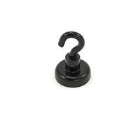 Aimant de Crochet Néodyme Peint Noir Avec Crochet M4 Pour Réfrigérateur, Tableau Blanc, Panneau D'Affichage, Classeur Ou Bureau - 20mm de diamètre x 30,5mm de Haut - 16,5kg