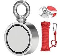 Aimant de Pêche , Double Faces Aimant Néodyme Puissant, Diamètre de 60mm,Combiné Force de Traction 300KG avec Corde Tressée de 20m