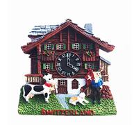 Aimant de réfrigérateur 3D en forme d'horloge à coucou en Suisse Cadeau souvenir touristique Décoration de maison et de cuisine Autocollant magnétique pour réfrigérateur Collection d'aimants
