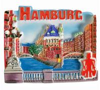 Aimant de réfrigérateur 3D Hambourg Allemagne Souvenir de voyage Décoration de la maison Réfrigérateur Creative Craft Collection
