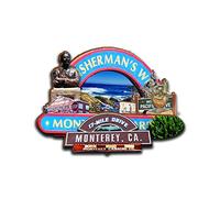 Aimant de réfrigérateur Monterey California USA en bois 3D monuments de voyage souvenirs de collection décoration fait à la main