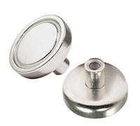 Aimant en pot en néodyme avec filetage - Extra puissant - Diamètre 25 mm - Force de traction 22 kg - Aimant grappin plat rond avec douille à filetage intérieur M5 - 1 aimant