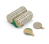 Aimant Néodyme Adhésif N42 Pour Les Arts, L'Artisanat, la Fabrication de Modèles, Le Bricolage, Les Passe-Temps et L'Emballage - 12mm dia x 2mm D'Épaisseur - 1,6kg de Traction - South - Pack de 20