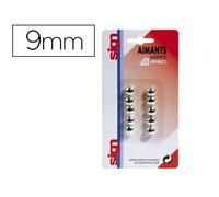 Aimant sign rond métallisé diamètre 9mm coloris argent pack 10 unités