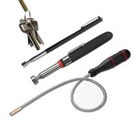 Aimant télescopique, outil de ramassage magnétique 3 pièces, outil de ramassage magnétique télescopique, bâton à ressort flexible et pliable pour trouver des écrous métalliques, des boulon