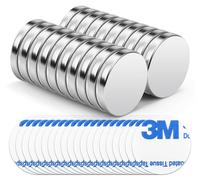 Aimants néodyme extra puissants 20 mm x 3 mm, lot de 20 mini-aimants ronds en néodyme (20, 20 x 3 mm | argent)