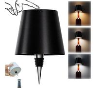 AIMARS Lampe de Bouteille Sans Fil 3 Couleurs Dimmable Continuellement Lampe LED Rechargeable avec Contrôle Tactile Abat-jour Sans Fil pour Chambre à Coucher Restaurant Bar (Noir Pack