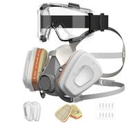 AIMAX Masque de Protection avec Filtre A1P2, Anti Poussière et Gaz, avec Lunettes, Respiratoire Réutilisable pour Peinture, Ponçage, Pulvérisation, Ensemble Complet avec Filtres de Rechange