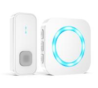 AIMAX Sonnette Sans Fil avec 1 Émetteur et 1 Récepteur, Sonnette Sans Fil Exterieur Etanche, Portée Élevée de 400 m, Étanche IP55, 55 Sonneries, 5 Niveaux de Volume avec Flash LED