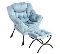 AIMEZO Fauteuil Relax Moderne en Tissu avec Accoudoirs et Poche, Chaise Paresseuse Lounge pour Les Loisirs, Structure en Acier, Bleu
