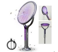 AIMIUVEI Raquette Anti Moustique Electrique, Tête Rotative 90°, Raquette Insectes avec Perche D'extension, pour Intérieur/Extérieur