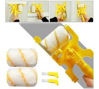 AIMOONSA Brosse-rouleau Paint Edger - Coupe-peinture à poignée rotative, 3 rouleaux, jaune