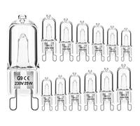 AIMOONSA Lot 12 ampoules halogènes G9 dimmables 25W 2700K blanc chaud 300 lm - 230V, 2 500 h, IRC 99