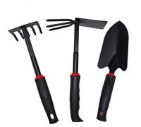 AIMOONSA Lot 3 outils de jardin main inox Noir - transplantoir, râteau, serfouette ergonomiques