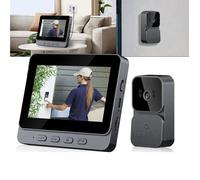 AIMOONSA Sonnette vidéo sans fil 1080p - Visiophone 4,3'' IPS, sans Wi-Fi, batterie, vision nocturne