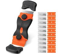 Ainiv Grattoir Plaque Vitrocéramique avec 20 Lames de Rechange, Grattoir de Nettoyage Multi-usages pour Gratter Les Étiquettes, Décalcomanies, Autocollants, Calfeutrage, Adhésif，Orange
