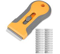 Ainiv Grattoir Plaque Vitrocéramique avec 20 Lames de Rechange, Grattoir de Nettoyage Multi-usages pour Gratter Les Étiquettes, Décalcomanies, Autocollants, Calfeutrage, Adhésif, Jaune