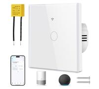 Ainiv Interrupteur WIFI Connecté, 1 Gangs Mural Interrupteur Tactile, Blanc | Intelligent, avec Condensateur, Interrupteur Intelligent Compatible avec Tuya SmartLife Alexa Google Home