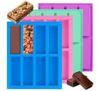 Ainiv Lot de 4 Moule en Silicone Rectangulaires, 8 Cavités | Gateau Pâtisserie Moule, Moule Barre de Céréales Idéal pour Financier Brownies Barres Énergétiques Cheesecakes Puddings
