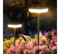 Ainostone Lampe Solaire Exterieure Jardin 2 Pièces Lumiere Solaire Exterieur Blanc Chaud Eclairage Exterieur Solaire 1000mAh avec Étanches IP65 Super Lumineux 34 Lumens pour Chemins Allée Pelouse
