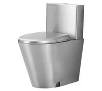 Aioneer Toilettes commerciales à double chasse d'eau en acier inoxydable avec siège à fermeture amortie - Toilettes allongées une pièce haute efficacité, hauteur d'assise confortable, drainage mural