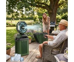 AIORBER 15 L : ventilateur brumisateur sans fil pour le camping avec réservoir d'eau, télécommande, batterie 30 000 mAh, 4 vitesses, minuterie, LED, portable, vert