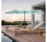 AIORBER Parasol, Rectangulaire, Double Sided, résistant aux UV, 100 % polyester, avec manivelle, 12 baleines en acier, pour jardin & piscine, 453 x 267x 215 cm