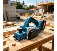 AIORBER, rabot électrique sans fil 21V, moteur sans balais, 15000 tr/min, avec semelle en aluminium, réglage fin de l'épaisseur de copeaux de 0 à 2 mm, machine à raboter le bois, bleu et noir