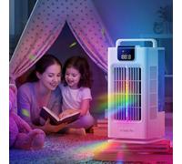 AIORBER Refroidisseur d'air mobile 4-en-1, ventilateur à refroidissement par eau, réservoir de 2 000 ml, écran tactile LED, minuterie, éclairage RGB, blanc
