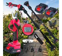 AIORBER Sécateur sans fil Électrique 2 en 1 Élagueur avec perche télescopique 21V 2 batteries 300W Puissant rouge