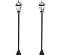 AIORBER Set de 2 lampes solaires, avec lumière LED blanche, design résistant aux intempéries, IP44,mode économie d'énergie, jusqu'à 6 heures d'éclairage,Lampes de jardin,Noir