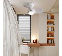 AIORBER Ventilateur de plafond, 3 couleurs à intensité variable, 6 vitesses, avec éclairage & télécommande, minuterie, fonctionnement silencieux, bureau, chambre à coucher, blanc