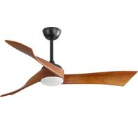AIORBER Ventilateur de plafond, 52", 18W LED, dimmable en trois couleurs, avec télécommande,6 vitesses,minuterie,pales réversibles,fonctionnement silencieux,intérieur/extérieur,noir