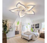 AIORBER Ventilateur de plafond moderne avec éclairage et télécommande, plafonnier LED à intensité variable avecvia application, 6 vitesses de ventilation, moteur silencieux pour chambre à coucher et s