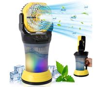 AIORBER Ventilateur rafraîchisseur d'air 3-en-1 avec humidificateur, batterie de 15 000 mAh, réservoir d'eau de 2 L, autonomie de 24 h, port USB-C, 4 vitesses, oscillation à 90°, portable, silencieux,