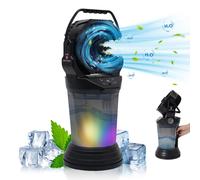 AIORBER Ventilateur rafraîchisseur d'air 3-en-1 avec humidificateur, batterie de 15 000 mAh, réservoir d'eau de 2 L, autonomie de 24 h, port USB-C, 4 vitesses, oscillation à 90°, portable, silencieux,