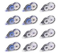 AIOUHMYM 12 Pcs Souris Correcteur Blanc, 12m x 5mm Ruban Correcteur Blanc, Rubans Correcteurs de Poche à Enrouler pour école, Bureau et Maison (6 noirs, 6 blancs)