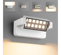 Aipsun Applique LED Extérieur 24W - Panneau Ajustable 350° en Aluminium, IP65 Blanc, 1500 Lumens, 3000K, pour Garage, Terrasse, Jardin