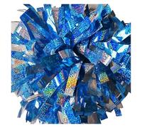 AIQIJOHI Pompons De Cheerleading 1 pièce, Pompon de Pom-Pom Girl, mélange Blanc métallique Bleu Clair et Noir, poignée bâton