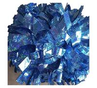 AIQIJOHI Pompons De Cheerleading 1 pièce, Pompon de Pom-Pom Girl, mélange Blanc métallique Bleu Clair et Noir, poignée bâton