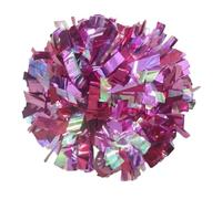 AIQIJOHI Pompons De Cheerleading 1 pièce, Pompon de Pom-Pom Girl, mélange Blanc métallique Bleu Clair et Noir, poignée bâton