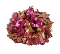 AIQIJOHI Pompons De Cheerleading 1 pièce, Pompon de Pom-Pom Girl, mélange Blanc métallique Bleu Clair et Noir, poignée bâton
